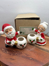 Vtg Inarco Santa & Mrs. Claus Candle Holders Japan NIB Christmas picture