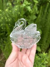 Vintage Crystal Swan Shaped Trinket Box/Trinket Dish picture