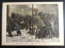 1900  EVERETT  SHINN CHRISTMAS  EVE NEW YORK CITY HARPER’S WEEKLY. picture