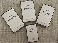 Lot of 4 EMPTY Chanel #5 Perfume Boxes: 3 are 3.4 oz, 1 is 1.7 oz picture