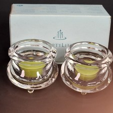 Vintage PartyLite Cauldron Votive Candle Holders Set Of 2 P7647 Clear w/ Candles picture
