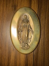 Antique Catholic Bronze Plaque | Our Lady of the Miraculous Medal | Virgin Mary picture