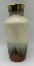 WEST GERMANY POTTERY 506-20 DRIP GLAZE WITH GOLD AND BLUE ACCENTS GORGEOUS VASE picture