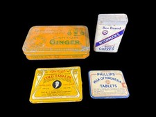 4 Vintage Tablets Spices Tin Metal Containers Rawleigh's Taneyhill's Phillips' picture