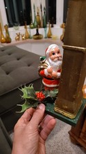 Vintage Florabelle Flowers Hong Kong Plastic Santa Grandfather Clock Blowmold picture