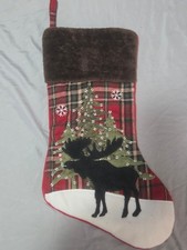 Hobby Lobby Christmas Stocking with Moose and Tree Design picture