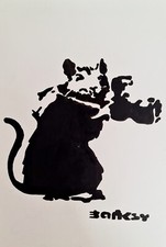 Banksy. HANDMADE INK DRAWING  ON CARDBOARD,  SIGNED, STAMPED, A4 picture