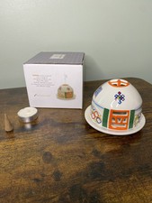 Ceramic Candle Holder Incense Burner Mongolian Yurt  NEW picture
