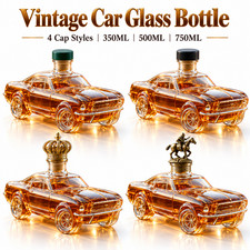 Vintage Car Shaped Glass Bottle Whiskey Vodka Decanter Empty Liquor Bottle 350ml picture