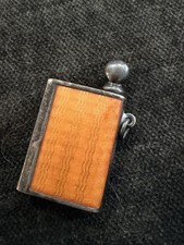 Antique EFBEE Silver Orange Guilloche Enamel Pocket Lighter Art Deco German 25g picture