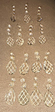 15pc Vintage Crystal Chandelier Prisms Parts Lot Swedish Pear Drop Faceted Beads picture