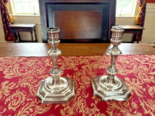 Vtg Williamsburg Stieff Pair Colonial Silver Plated Candlesticks J-2, 6 1/4