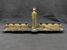 Vintage Signed Modernist Hand Made Sterling Copper & Brass Menorah Chanukiah picture