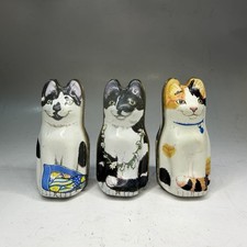 Vintage 1986 HUNKYDORY Miniature Cat Trinket Tins  Lot Of 3 picture