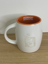Dunkin Donuts 2012 Coffee Mug 14oz White Orange Ceramic Etched 3D Embossed Logo picture