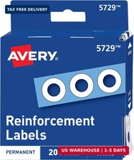 Avery Self-Adhesive Hole Reinforcement Stickers, 1/4