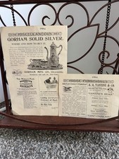 1894 Vintage Advertising Paper Ephemera Pages Gorham Solid Silver picture