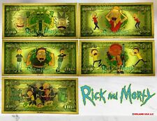 24k Gold Foil Plated Rick And Morty Banknote Warner Bros Cartoon Collectible picture