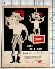 Vintage Hanes Underwear Ad 1950s Christmas Gift Givvies Magazine Print picture