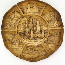 Vintage Romantische Alpenfahrt Germany 3-D Souvenir Plate Tray Pressed Wood  picture