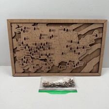 Wooden US National Parks Map Tracker Wall Art with Tree Markers Layered Wood Map picture