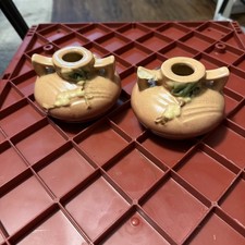 Antique Roseville Snowberry rose candlestick holders 1CS-1 made in 1946,  picture