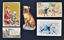 LOT 1880 antique 5pc LAVINE WASHING SOAP victorian TRADE CARD SET dog die cut picture