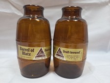 (2) BARREL OF BLATZ GLASS BOTTLE VINTAGE 1974 KEG SHAPED BROWN MILWAUKEE Wi picture
