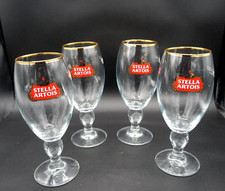 Set of 4 Stella Artois 33CL Gold Rimmed Beer Glasses Chalices NEW ( NO BOX ) picture