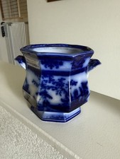 Antique Davenport Flow Blue AMOY  Sugar Bowl, 7 1/2