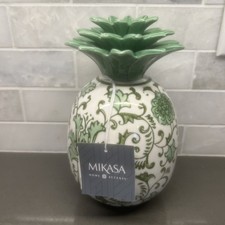 MIKASA Home Accents 8 x 5” Green & White Chinoiserie Ceramic PINEAPPLE Decor New picture