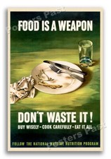 “Food is a Weapon” 1943 Vintage Style WW2 War Poster - 16x24 picture
