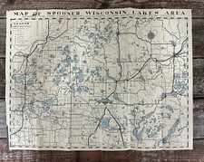 SPOONER WISCONSIN VACATION MAP / BROCHURE - CIRCA 1940’s RARE ORIGINAL picture