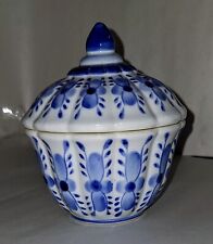  Beautiful Vintage Rare Blue Delft Floral Covered Porcelain Dish Hand Painted picture