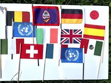 Lot Of 13 Vintage Mini Country Hand Held Flags picture