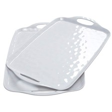 TP Melamine Serving Trays with Handles, 17” x 12”, Set of 2, Pure Wh picture