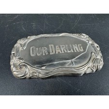 Antique Elgin 906 Our Darling Engraved Casket Coffin Plaque Silverplate Funeral picture