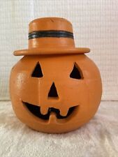 Vintage Craven Pottery Georgia Red Clay Jack-o'-lantern Pumpkin & Hat 