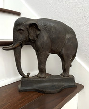 ANTIQUE VINTAGE c.1928 BRADLEY & HUBBARD CAST IRON ELEPHANT DOORSTOP picture