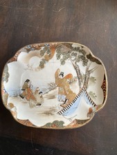 Antique Japanese Kutani Porcelain Figural Platter (Meiji Period, c. 1880–1900s) picture