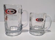 Pair Of Vintage A&W Root Beer Orange & Brown Oval Logo W/ All American Food  picture