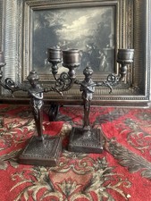 Maitland-Smith Vintage Bronze Candlesticks Pair picture