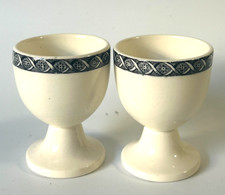 Set of Two Vintage Wedgwood Black Lugano Pattern Hard to Find Egg Cups picture