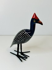 Vtge Guinea Hen Sculpture Bird Hand Carved Wood Folk Art picture