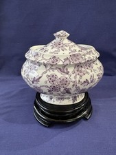 Royal Crownford ARDEN purple Transferware Sugar Bowl & lid Staffordshire England picture