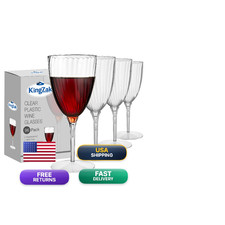Lillian Tablesettings 96 Pack Stemmed Plastic Wine Glasses 8 Oz Crystal-Clear picture