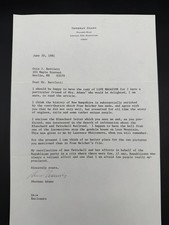 Sherman Adams (Eisenhower Chief of Staff) 1981 SIGNED Letter NH Governor Paper picture
