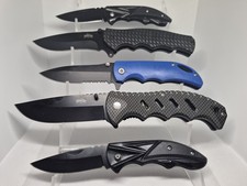 Master USA Lot of 5 Folding Pocketknives Stainless Plain/Serrated picture