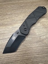 Spy Escape and Evasion Shadow Black Tanto Tactical Folder Pocket Knife Used picture