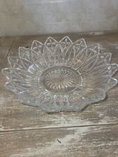Scalloped Edge Vintage Clear Pressed Glass Serving Shallow Bowl Platter picture